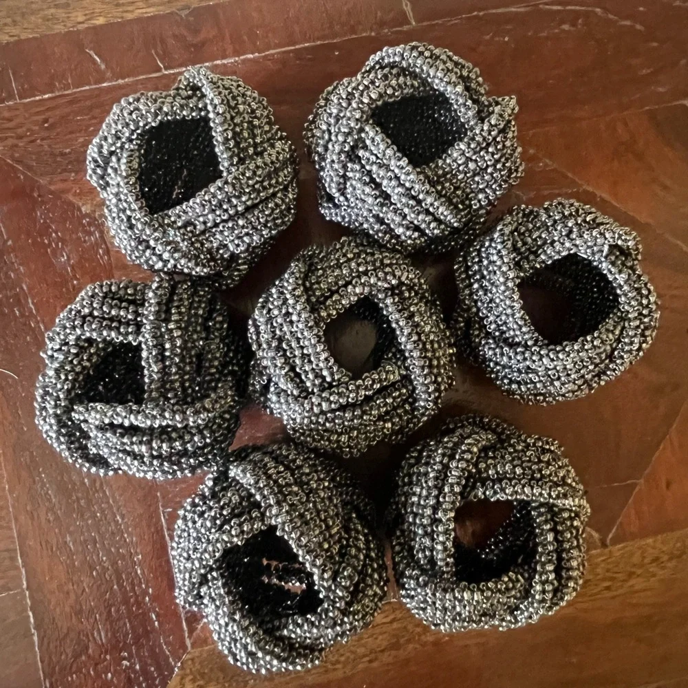 Elegant Beaded Napkin Ring set of 7